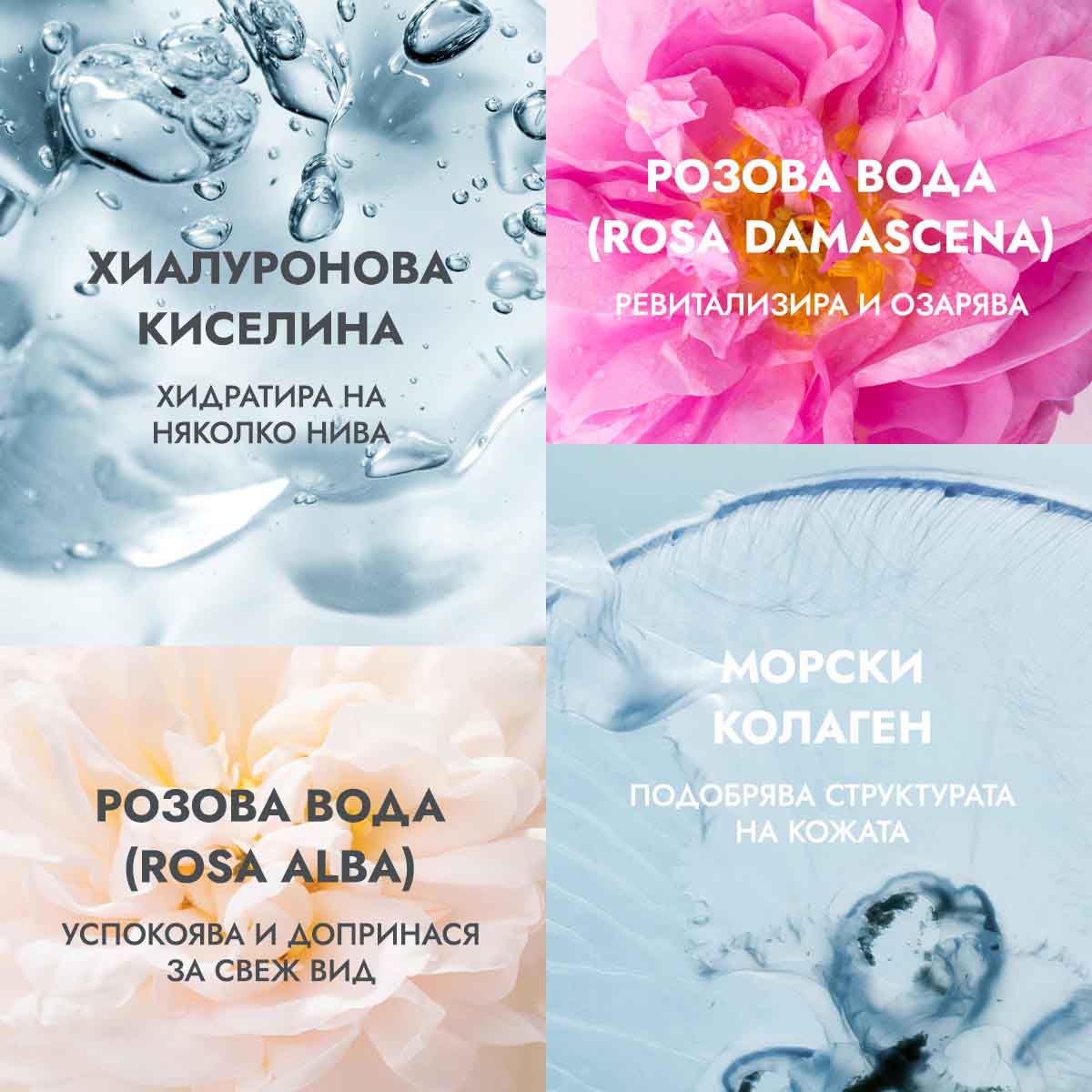 био мист за лице с розова вода и колаген - ключови съставки
