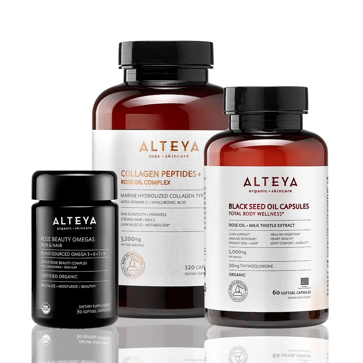 сет хранителни добавки колаген + омега + черен кимион