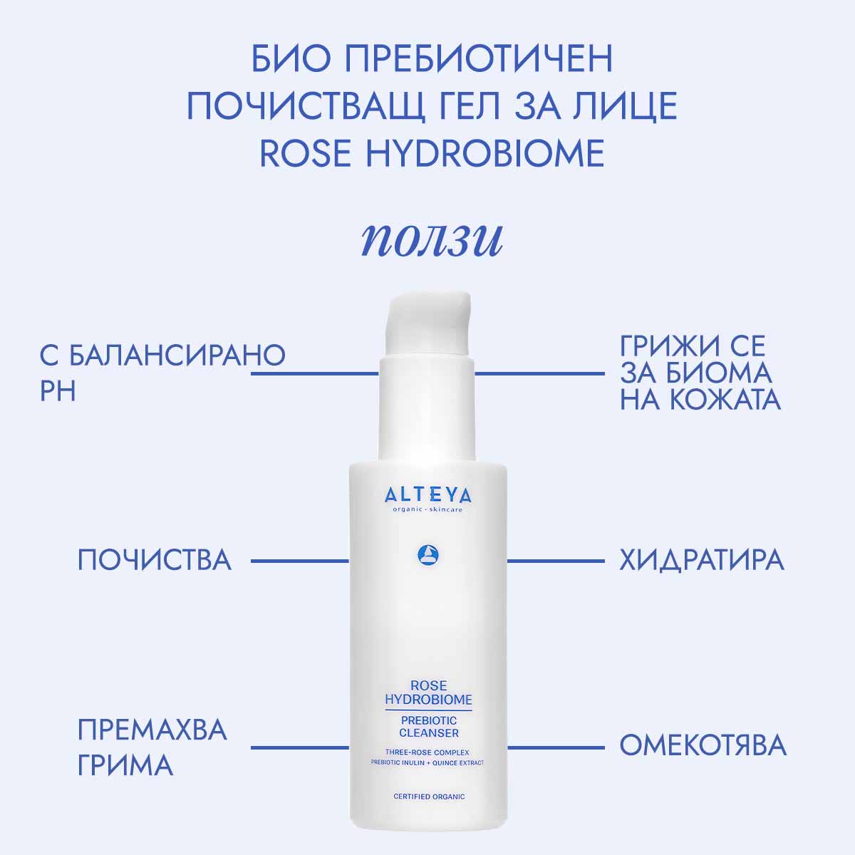 почистващ гел за лице rose hydrobiome