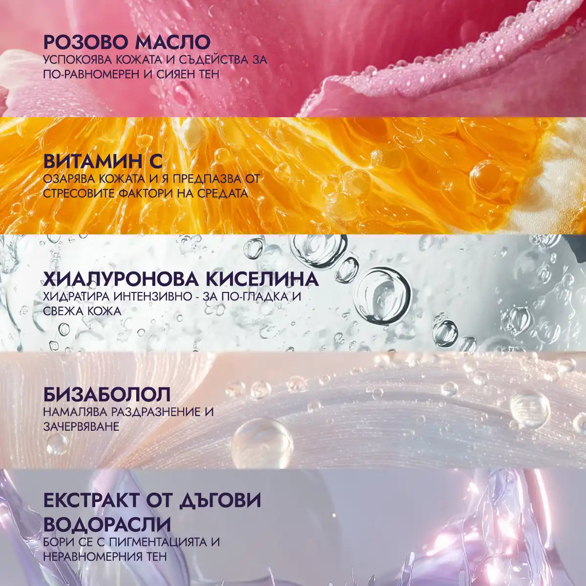 съставки био сияен серум с розово масло и витамин c luminous rose