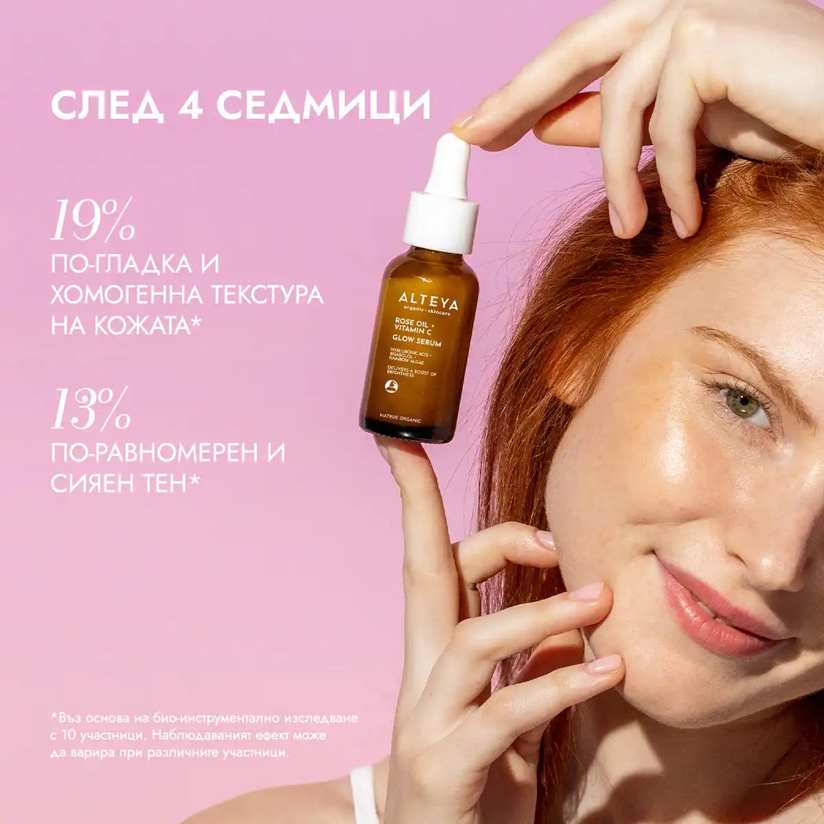 тест за био сияен серум с розово масло и витамин c luminous rose